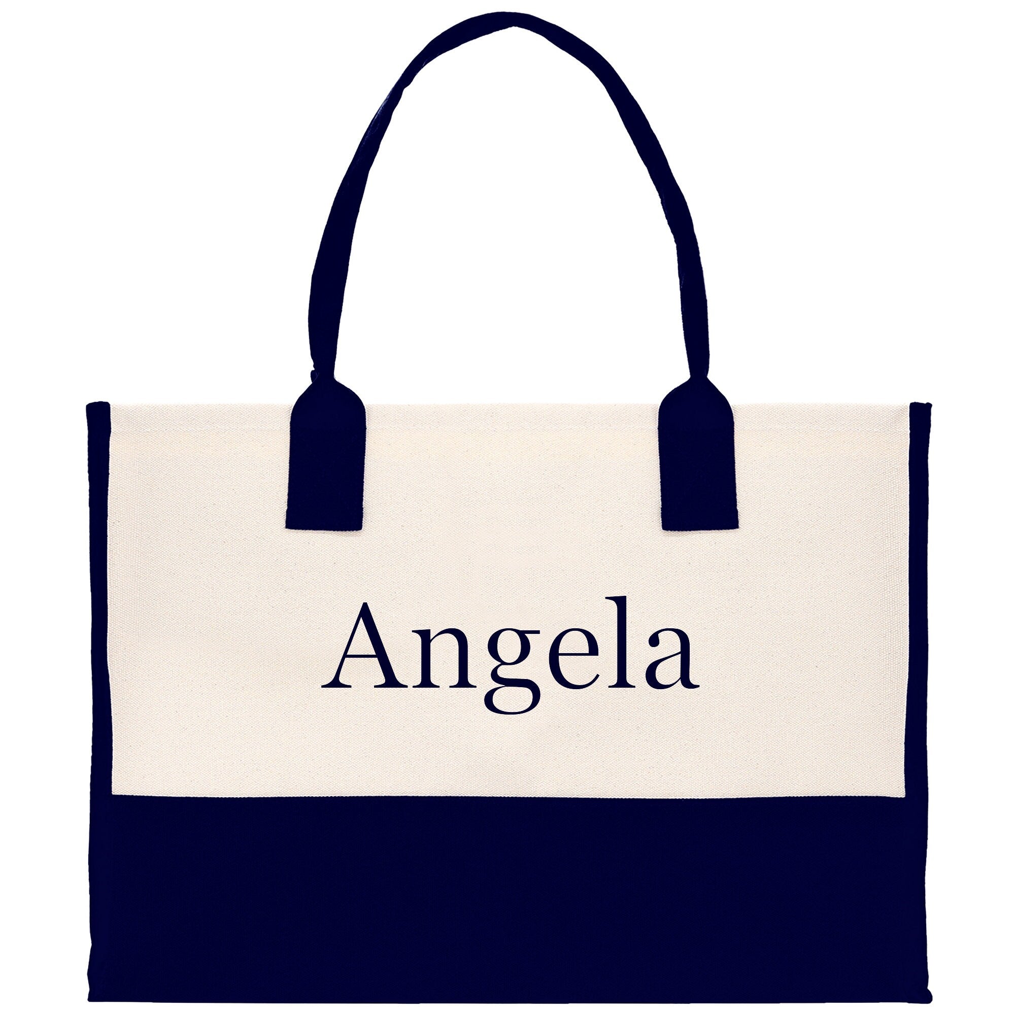 Monogram and Personalized Name Cotton Canvas Tote Bag Initial Tote Bag Letter Tote Bag Birthday Gift Bag Beach Bag Custom Monogrammed Bag - Aaria Tees Aaria Tees
