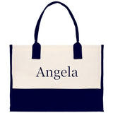 Monogram and Personalized Name Cotton Canvas Tote Bag Initial Tote Bag Letter Tote Bag Birthday Gift Bag Beach Bag Custom Monogrammed Bag - Aaria Tees Aaria Tees