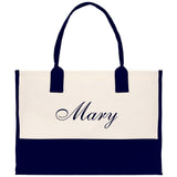 Monogram and Personalized Name Cotton Canvas Tote Bag Initial Tote Bag Letter Tote Bag Birthday Gift Bag Beach Bag Custom Monogrammed Bag - Aaria Tees Aaria Tees