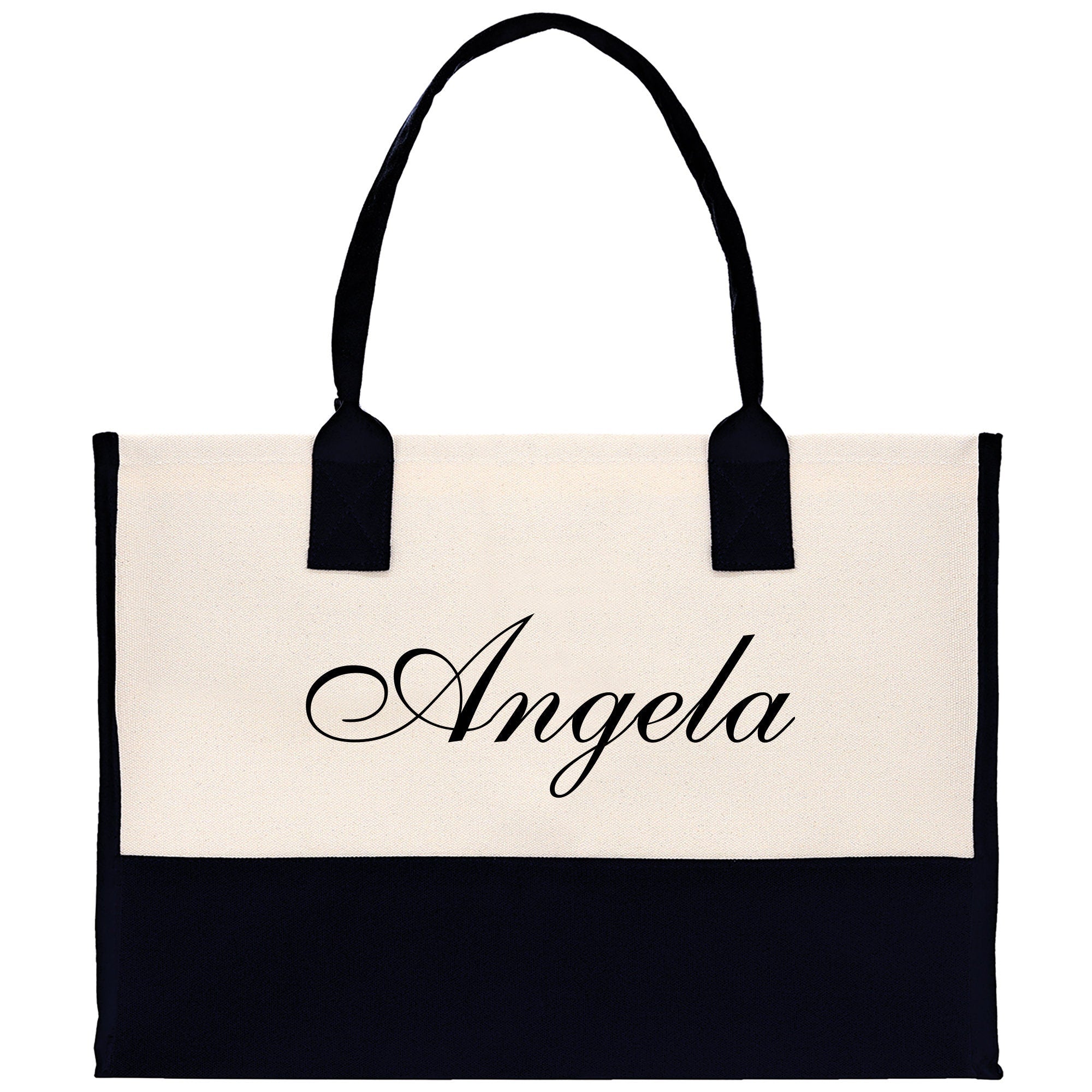 Monogram and Personalized Name Cotton Canvas Tote Bag Initial Tote Bag Letter Tote Bag Birthday Gift Bag Beach Bag Custom Monogrammed Bag - Aaria Tees Aaria Tees