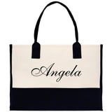 Monogram and Personalized Name Cotton Canvas Tote Bag Initial Tote Bag Letter Tote Bag Birthday Gift Bag Beach Bag Custom Monogrammed Bag - Aaria Tees Aaria Tees