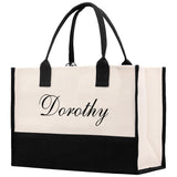 Monogram and Personalized Name Cotton Canvas Tote Bag Initial Tote Bag Letter Tote Bag Birthday Gift Bag Beach Bag Custom Monogrammed Bag - Aaria Tees Aaria Tees