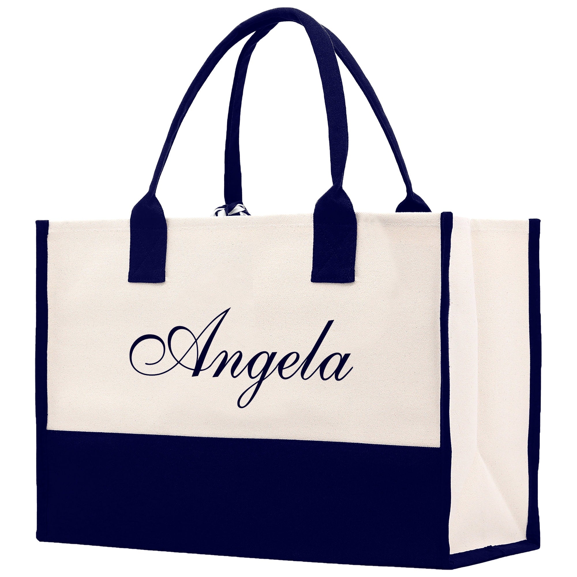 Monogram and Personalized Name Cotton Canvas Tote Bag Initial Tote Bag Letter Tote Bag Birthday Gift Bag Beach Bag Custom Monogrammed Bag - Aaria Tees Aaria Tees