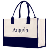 Monogram and Personalized Name Cotton Canvas Tote Bag Initial Tote Bag Letter Tote Bag Birthday Gift Bag Beach Bag Custom Monogrammed Bag - Aaria Tees Aaria Tees