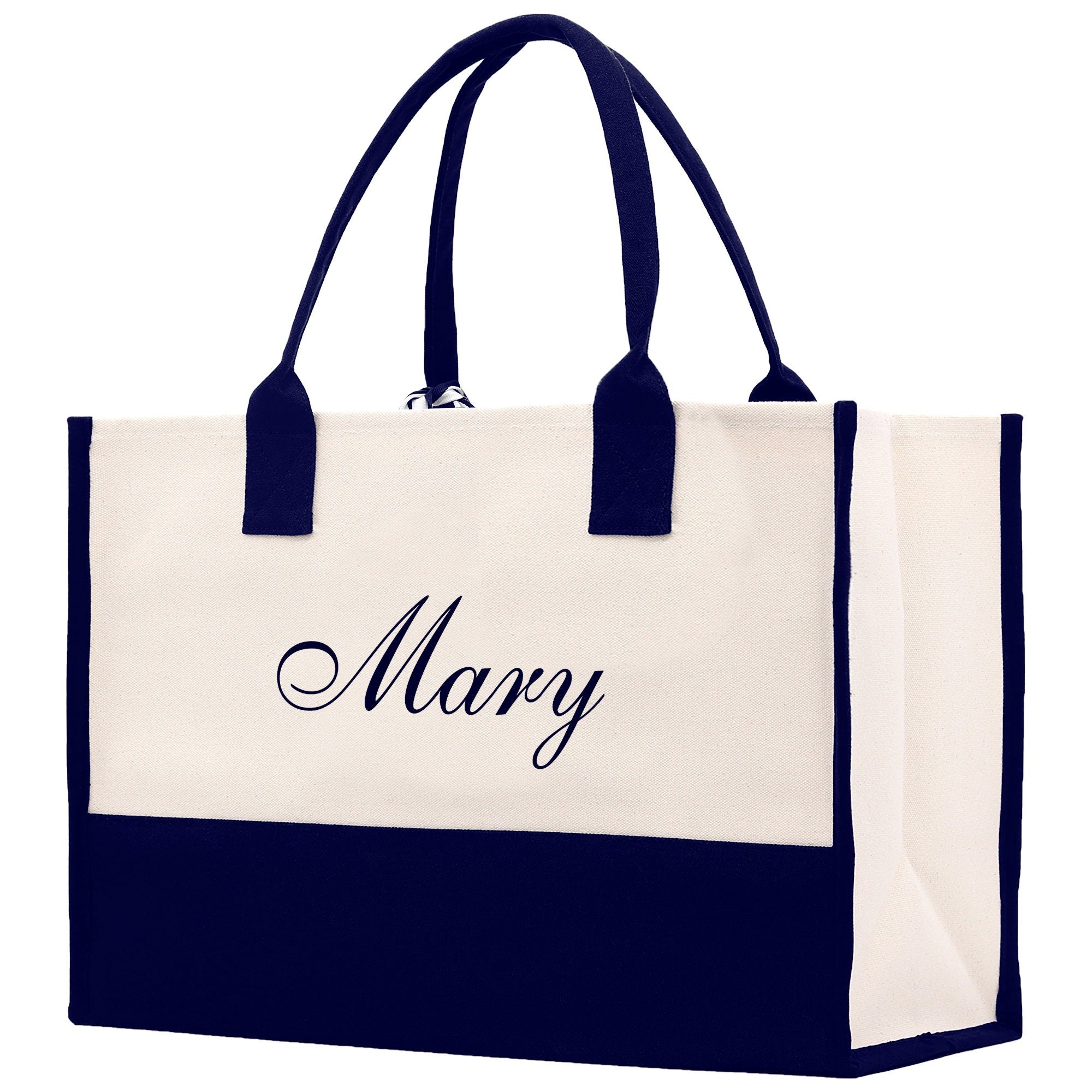 Monogram and Personalized Name Cotton Canvas Tote Bag Initial Tote Bag Letter Tote Bag Birthday Gift Bag Beach Bag Custom Monogrammed Bag - Aaria Tees Aaria Tees