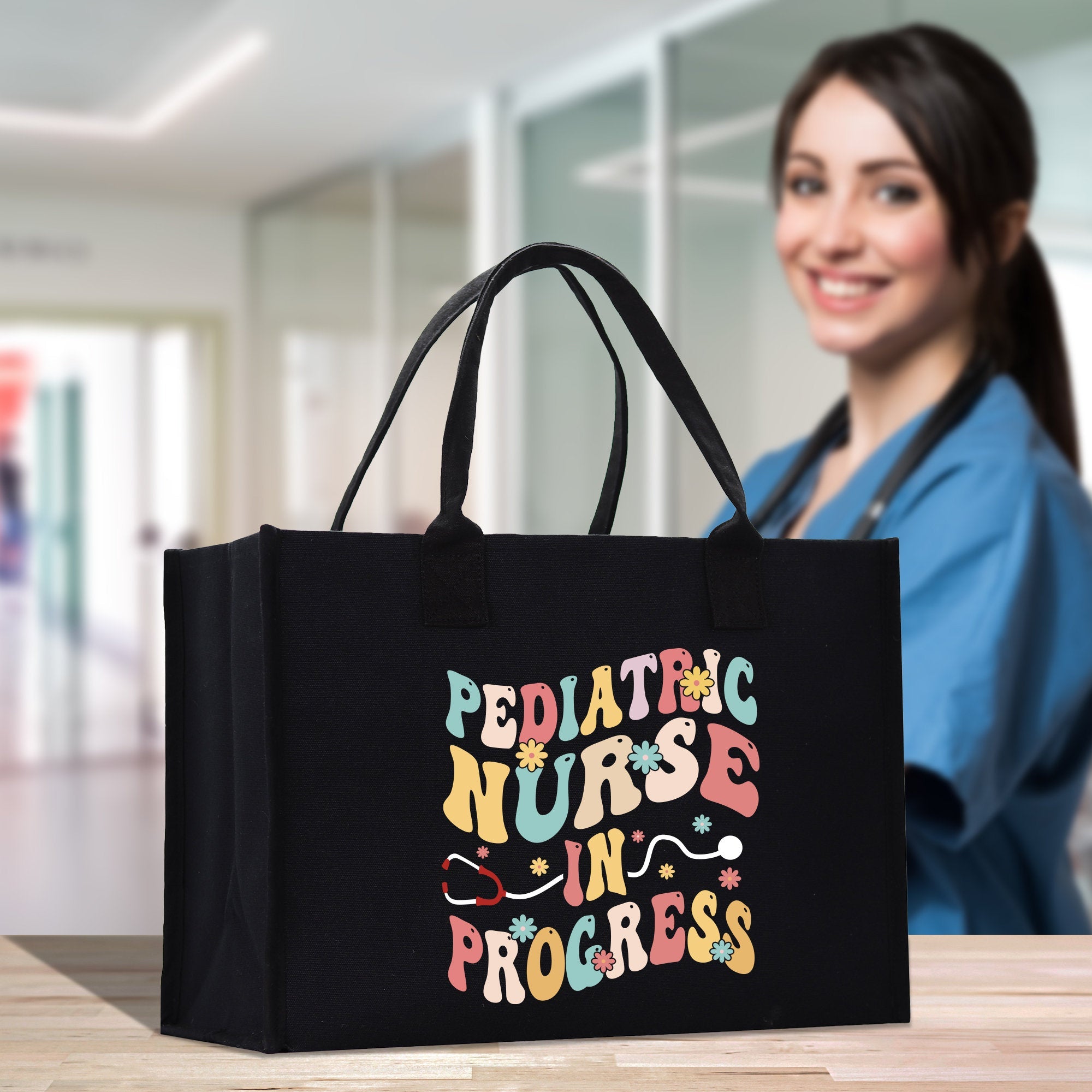 Pediatric Nurse Personalized Cotton Canvas Tote Bag Custom Nurse Gift Registered Nurse Tote RN Tote RN Gift Future Nursing Student Gift - Aaria Tees Aaria Tees