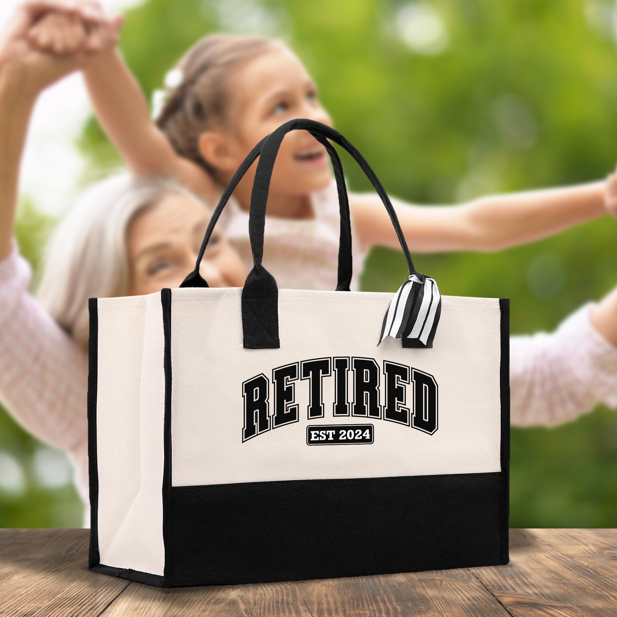 Retirement Cotton Canvas Tote Bag Retire Bag Retirement Party Bag Retired Woman Gift Grandma Gift Est 2024 Retirement Funny Bag - Aaria Tees Aaria Tees