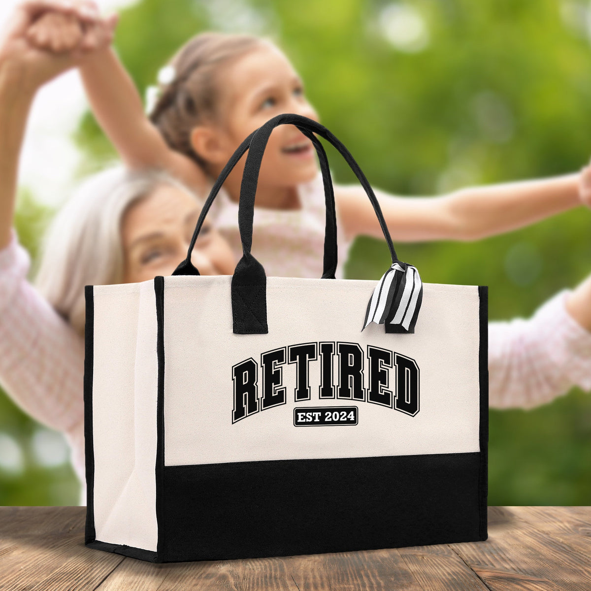 Retirement Cotton Canvas Tote Bag Retire Bag Retirement Party Bag Retired Woman Gift Grandma Gift Est 2024 Retirement Funny Bag - Aaria Tees