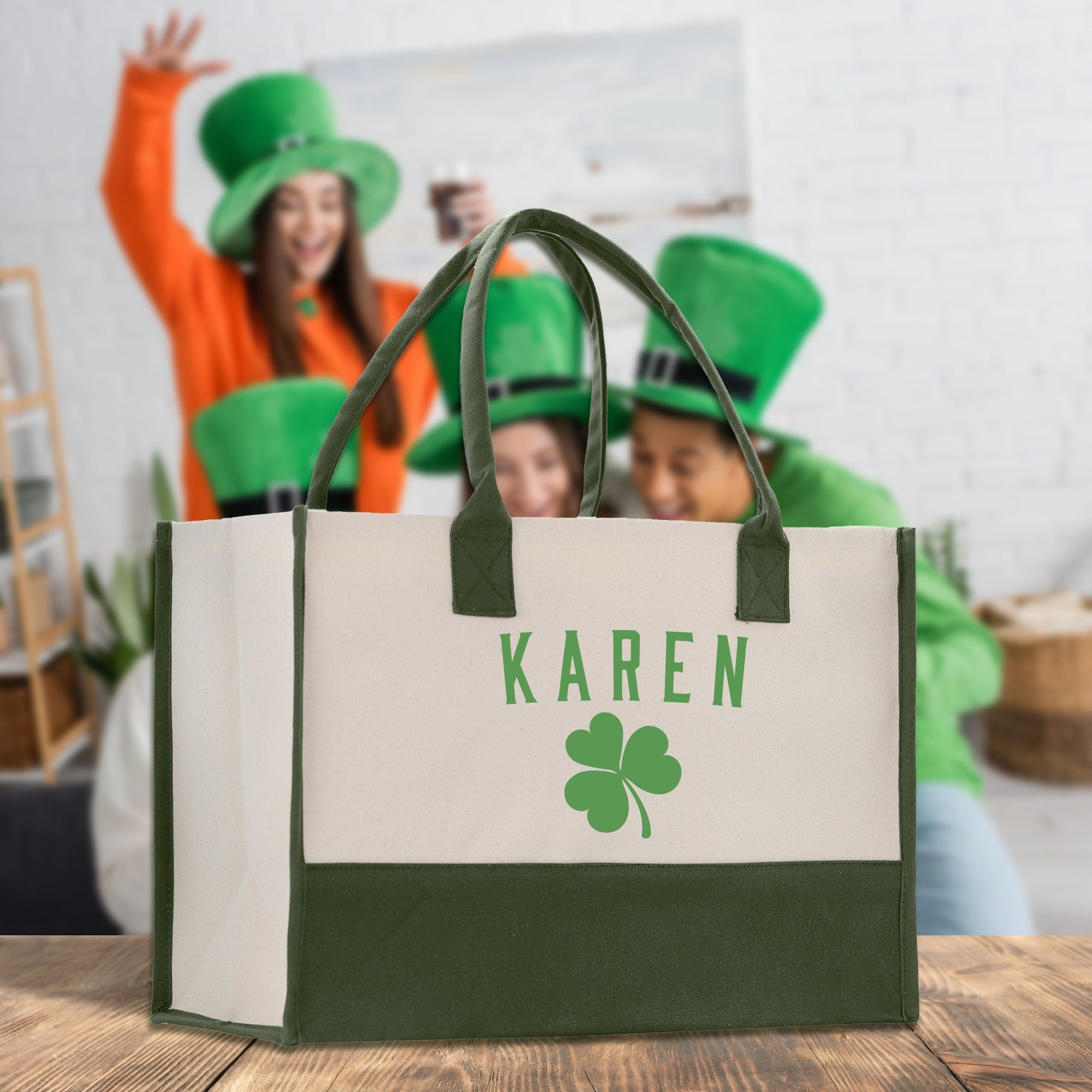 Saint Patrick's Day Personalized Cotton Canvas Tote Bag St Patrick Day Gift Shamrock Bag Lucky St Patrick's Irish Tote Bag Shenanigans Gift - Aaria Tees Aaria Tees