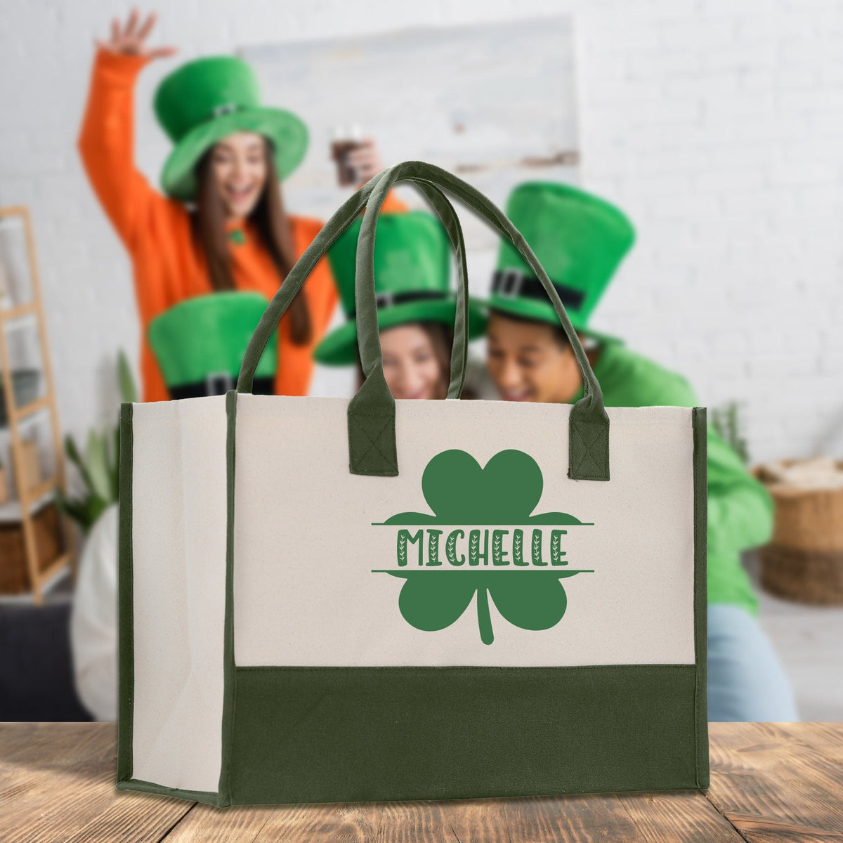Saint Patrick's Day Personalized Cotton Canvas Tote Bag St Patrick Day Gift Shamrock Bag Lucky St Patrick's Irish Tote Bag Shenanigans Gift - Aaria Tees