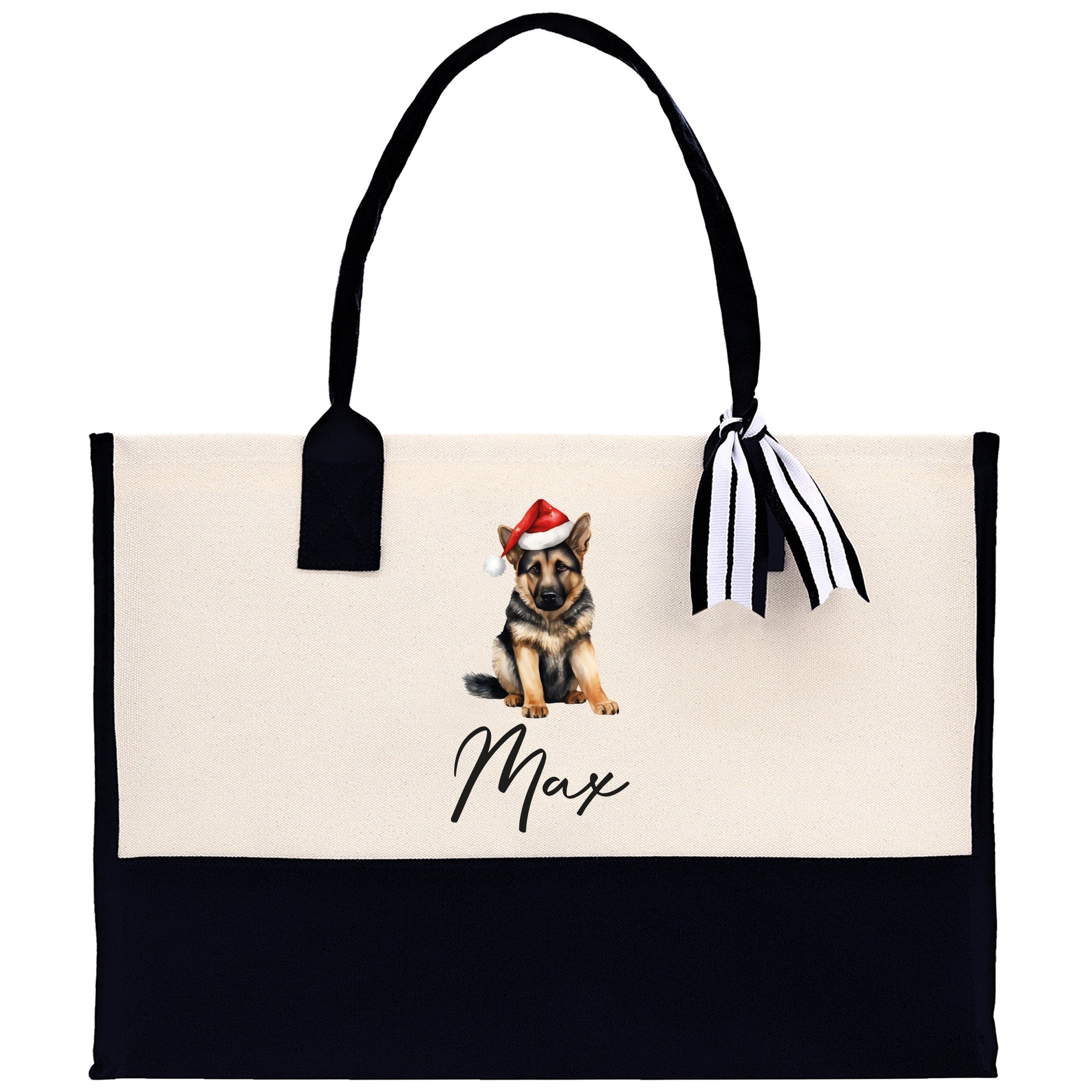 German Shepherd Custom Name Dog Cotton Canvas Tote Bag Custom Pet Lover Gift Pet Portrait Bag Personalized Pet Owner Gift Tote Bag - Aaria Tees Aaria Tees