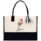 Poodle Custom Name Dog Cotton Canvas Tote Bag Custom Pet Lover Gift Pet Portrait Bag Personalized Pet Owner Gift Tote Bag - Aaria Tees Aaria Tees