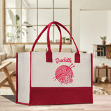 Personalized Knitting Cotton Canvas Tote Bag Custom Grandma Kitting Bag Yarn Custom Crochet Bag Mother's Day Gift Knitting Gift - Aaria Tees Aaria Tees