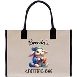 Personalized Knitting Cotton Canvas Tote Bag Custom Grandma Kitting Bag Yarn Custom Crochet Bag Mother's Day Gift Knitting Gift - Aaria Tees Aaria Tees
