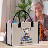 Personalized Knitting Cotton Canvas Tote Bag Custom Grandma Kitting Bag Yarn Custom Crochet Bag Mother's Day Gift Knitting Gift - Aaria Tees Aaria Tees