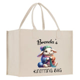 Personalized Knitting Cotton Canvas Tote Bag Custom Grandma Kitting Bag Yarn Custom Crochet Bag Mother's Day Gift Knitting Gift - Aaria Tees Aaria Tees
