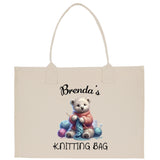 Personalized Knitting Cotton Canvas Tote Bag Custom Grandma Kitting Bag Yarn Custom Crochet Bag Mother's Day Gift Knitting Gift - Aaria Tees Aaria Tees