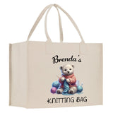 Personalized Knitting Cotton Canvas Tote Bag Custom Grandma Kitting Bag Yarn Custom Crochet Bag Mother's Day Gift Knitting Gift - Aaria Tees Aaria Tees