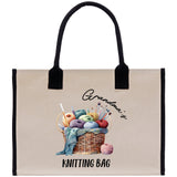 Personalized Knitting Cotton Canvas Tote Bag Custom Grandma Kitting Bag Yarn Custom Crochet Bag Mother's Day Gift Knitting Gift - Aaria Tees Aaria Tees