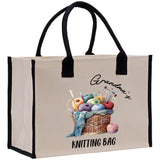 Personalized Knitting Cotton Canvas Tote Bag Custom Grandma Kitting Bag Yarn Custom Crochet Bag Mother's Day Gift Knitting Gift - Aaria Tees Aaria Tees