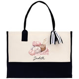 Personalized Knitting Cotton Canvas Tote Bag Custom Grandma Kitting Bag Yarn Custom Crochet Bag Mother's Day Gift Knitting Gift - Aaria Tees Aaria Tees