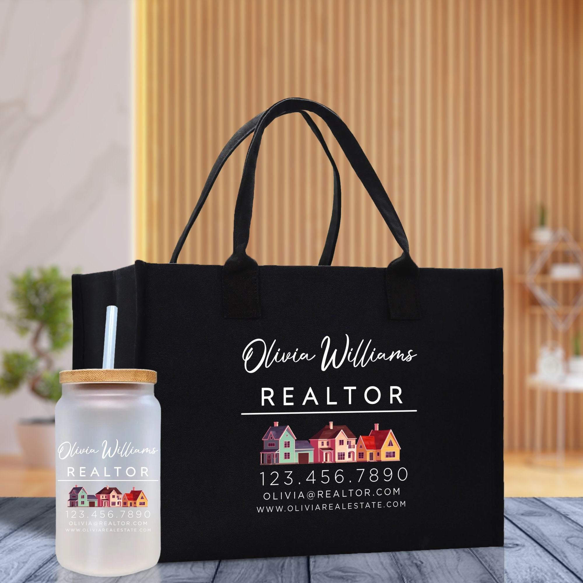 Realtor Tote Bag Personalized Business Tote Bag Custom Real Estate Agent Gift Bulk Business Logo Realtor Swag Real Estate Tote Bag - Aaria Tees Aaria Tees