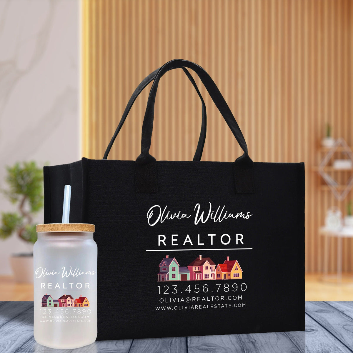 Realtor Tote Bag Personalized Business Tote Bag Custom Real Estate Agent Gift Bulk Business Logo Realtor Swag Real Estate Tote Bag - Aaria Tees