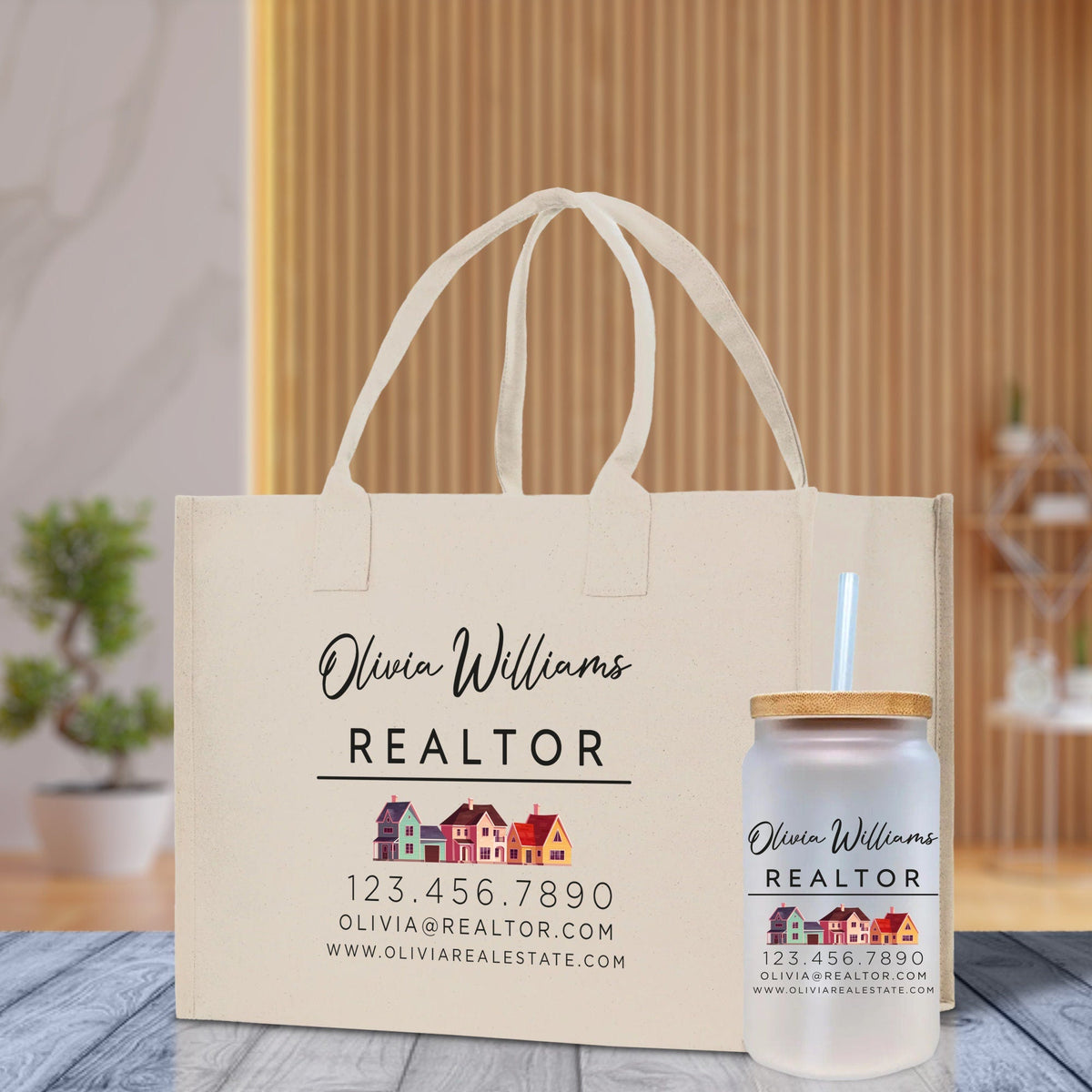 Realtor Tote Bag Personalized Business Tote Bag Custom Real Estate Agent Gift Bulk Business Logo Realtor Swag Real Estate Tote Bag - Aaria Tees