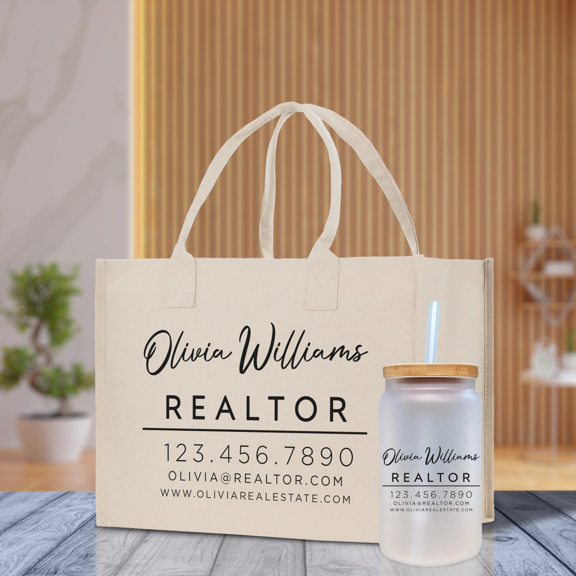 Realtor Tote Bag Personalized Business Tote Bag Custom Real Estate Agent Gift Bulk Business Logo Realtor Swag Real Estate Tote Bag - Aaria Tees Aaria Tees