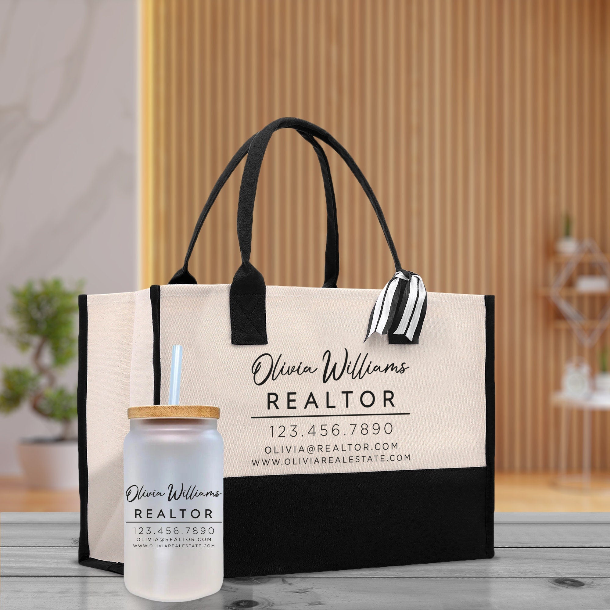 Realtor Tote Bag Personalized Business Tote Bag Custom Real Estate Agent Gift Bulk Business Logo Realtor Swag Real Estate Tote Bag - Aaria Tees Aaria Tees