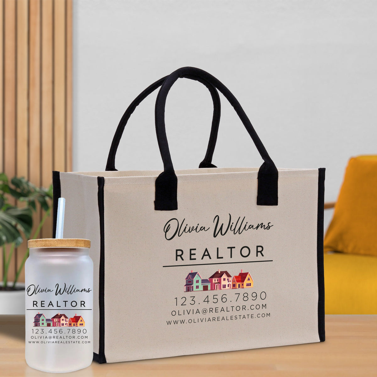 Realtor Tote Bag Personalized Business Tote Bag Custom Real Estate Agent Gift Bulk Business Logo Realtor Swag Real Estate Tote Bag - Aaria Tees