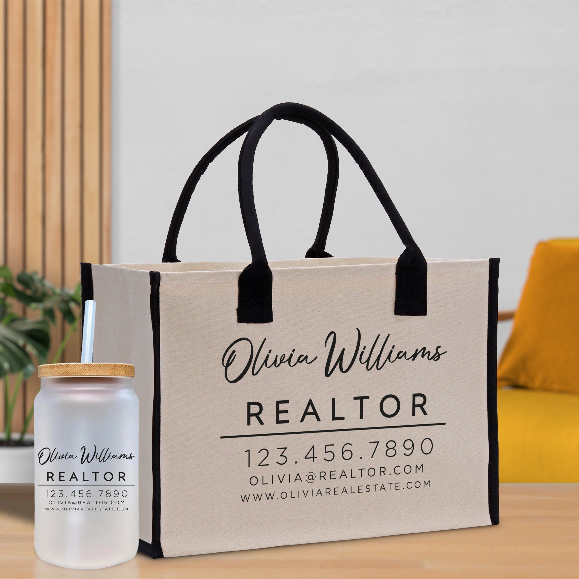 Realtor Tote Bag Personalized Business Tote Bag Custom Real Estate Agent Gift Bulk Business Logo Realtor Swag Real Estate Tote Bag - Aaria Tees Aaria Tees