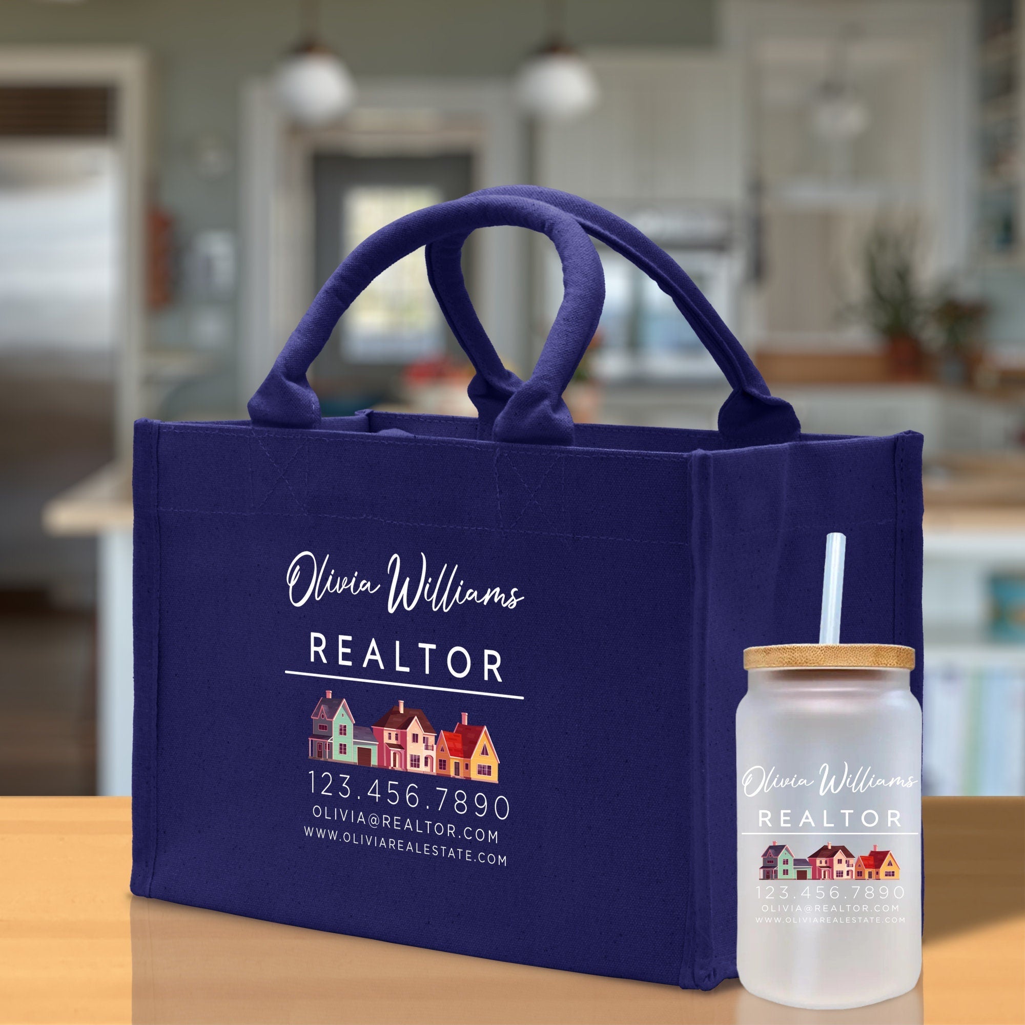 Realtor Tote Bag Personalized Business Tote Bag Custom Real Estate Agent Gift Bulk Business Logo Realtor Swag Real Estate Tote Bag - Aaria Tees Aaria Tees