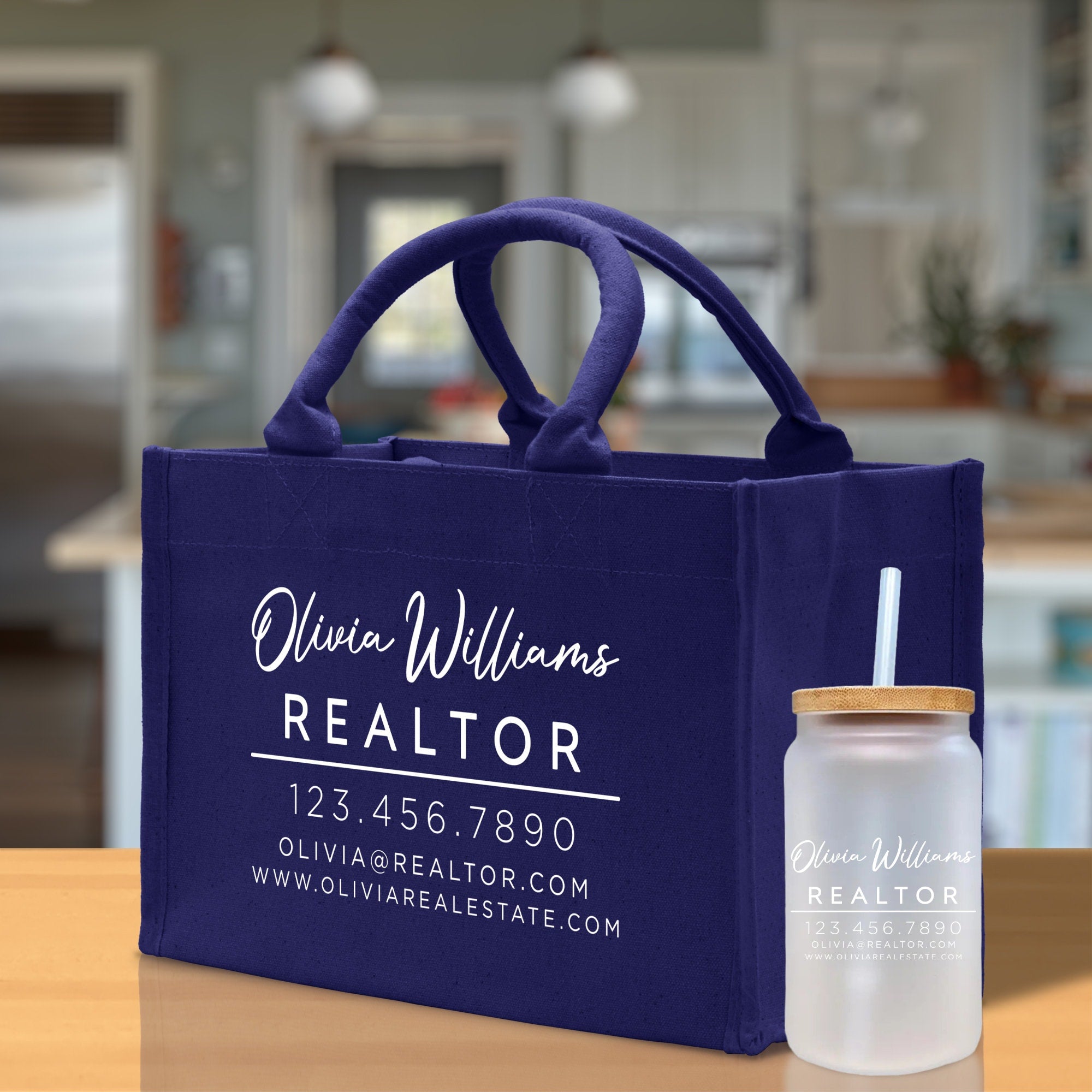 Realtor Tote Bag Personalized Business Tote Bag Custom Real Estate Agent Gift Bulk Business Logo Realtor Swag Real Estate Tote Bag - Aaria Tees Aaria Tees