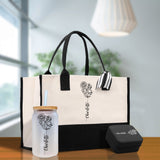 Personalized Kids and Grandkids Name Cotton Canvas Tote Bag Custom Flower Tote Bag Gift for Mom Gift for Grandma Birth Month Grandkids Name - Aaria Tees Aaria Tees