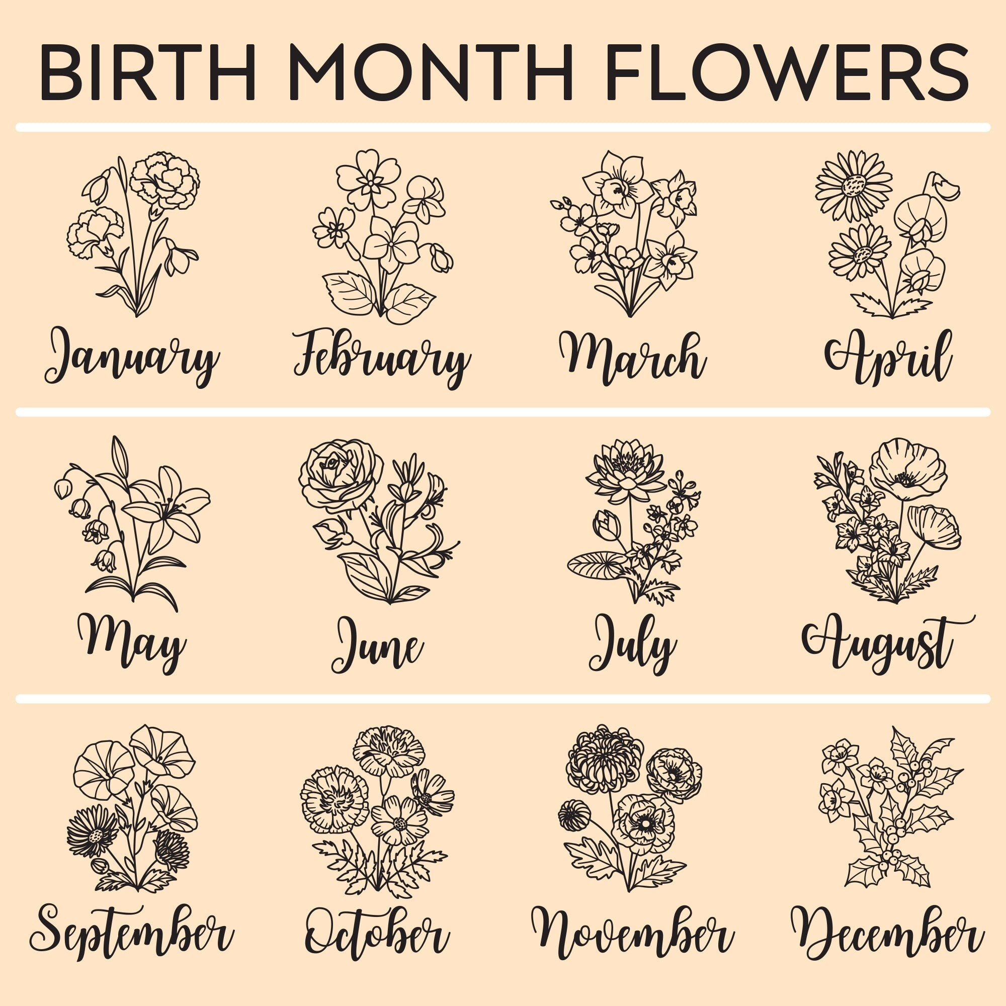 Personalized Kids and Grandkids Name Cotton Canvas Tote Bag Custom Flower Tote Bag Gift for Mom Gift for Grandma Birth Month Grandkids Name - Aaria Tees Aaria Tees