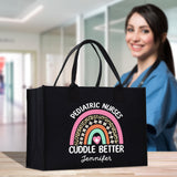 Pediatric Nurse Personalized Cotton Canvas Tote Bag Custom Nurse Gift Registered Nurse Tote RN Tote RN Gift Future Nursing Student Gift - Aaria Tees Aaria Tees