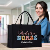 Pediatric Nurse Personalized Cotton Canvas Tote Bag Custom Nurse Gift Registered Nurse Tote RN Tote RN Gift Future Nursing Student Gift - Aaria Tees Aaria Tees