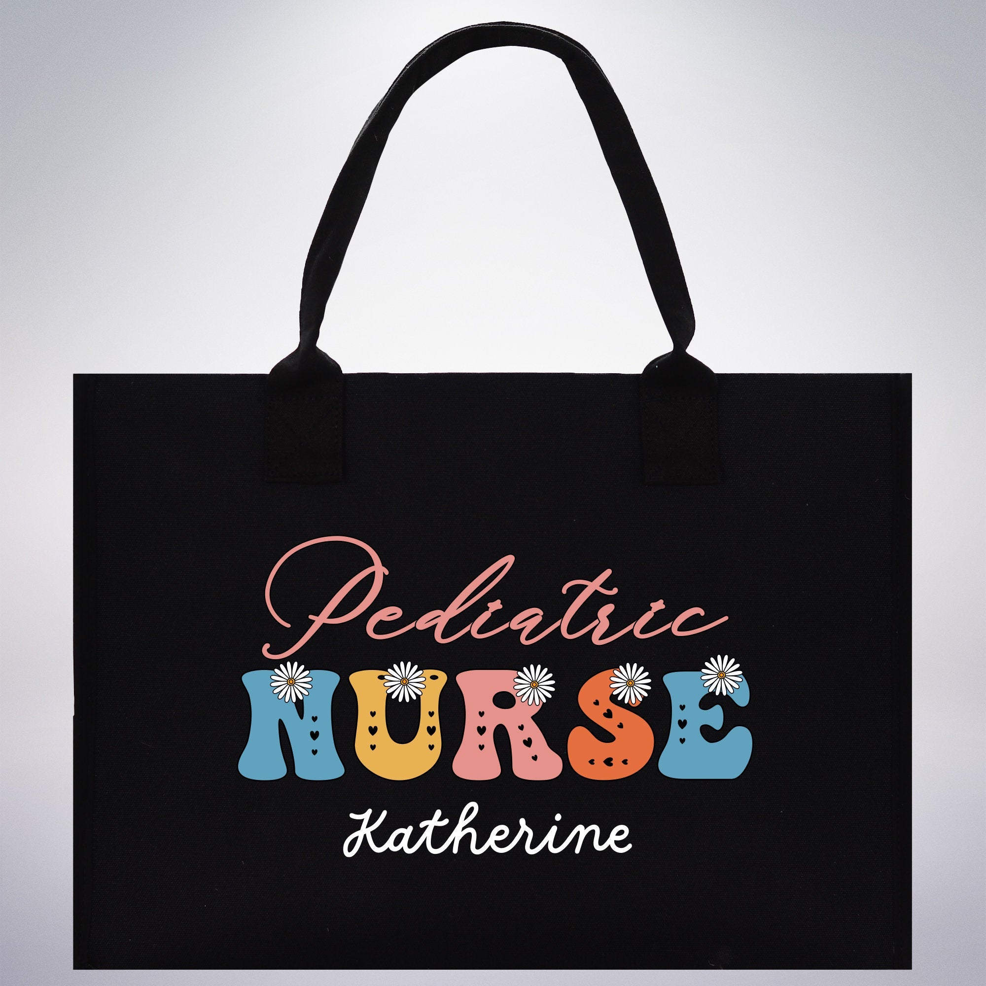 Pediatric Nurse Personalized Cotton Canvas Tote Bag Custom Nurse Gift Registered Nurse Tote RN Tote RN Gift Future Nursing Student Gift - Aaria Tees Aaria Tees