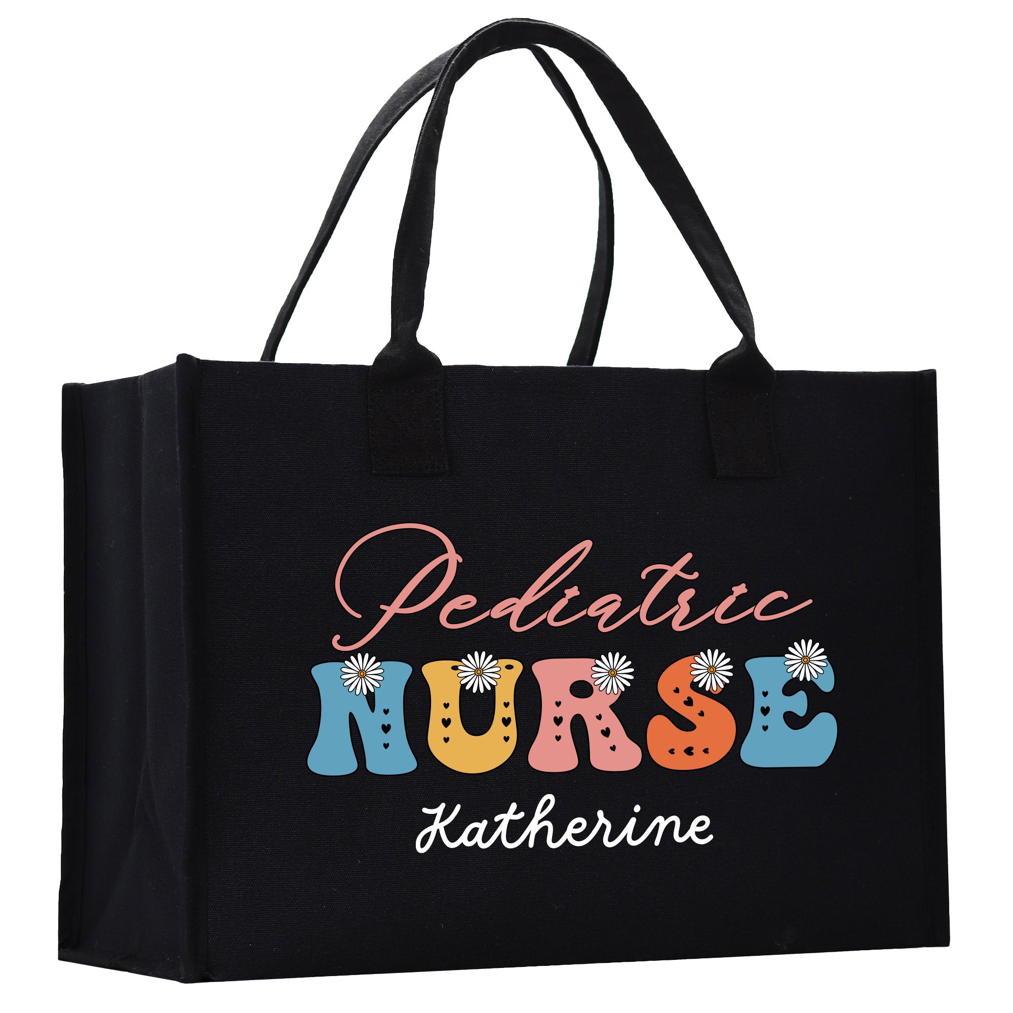 Pediatric Nurse Personalized Cotton Canvas Tote Bag Custom Nurse Gift Registered Nurse Tote RN Tote RN Gift Future Nursing Student Gift - Aaria Tees Aaria Tees