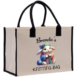 Personalized Knitting Cotton Canvas Tote Bag Custom Grandma Kitting Bag Yarn Custom Crochet Bag Mother's Day Gift Knitting Gift - Aaria Tees Aaria Tees