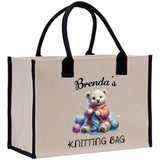 Personalized Knitting Cotton Canvas Tote Bag Custom Grandma Kitting Bag Yarn Custom Crochet Bag Mother's Day Gift Knitting Gift - Aaria Tees Aaria Tees