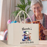 Personalized Knitting Cotton Canvas Tote Bag Custom Grandma Kitting Bag Yarn Custom Crochet Bag Mother's Day Gift Knitting Gift - Aaria Tees Aaria Tees