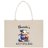 Personalized Knitting Cotton Canvas Tote Bag Custom Grandma Kitting Bag Yarn Custom Crochet Bag Mother's Day Gift Knitting Gift - Aaria Tees Aaria Tees