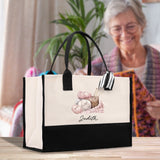 Personalized Knitting Cotton Canvas Tote Bag Custom Grandma Kitting Bag Yarn Custom Crochet Bag Mother's Day Gift Knitting Gift - Aaria Tees Aaria Tees
