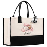 Personalized Knitting Cotton Canvas Tote Bag Custom Grandma Kitting Bag Yarn Custom Crochet Bag Mother's Day Gift Knitting Gift - Aaria Tees Aaria Tees