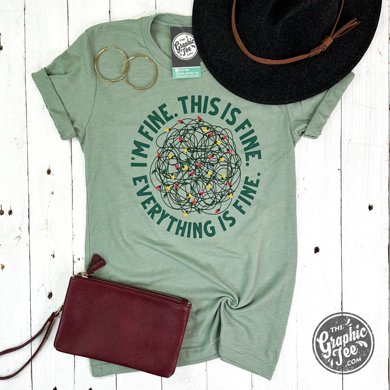 I'm Fine. This is Fine. Everything is Fine. Heather Sage Unisex Short Sleeve Tee - Aaria Tees Aaria Tees