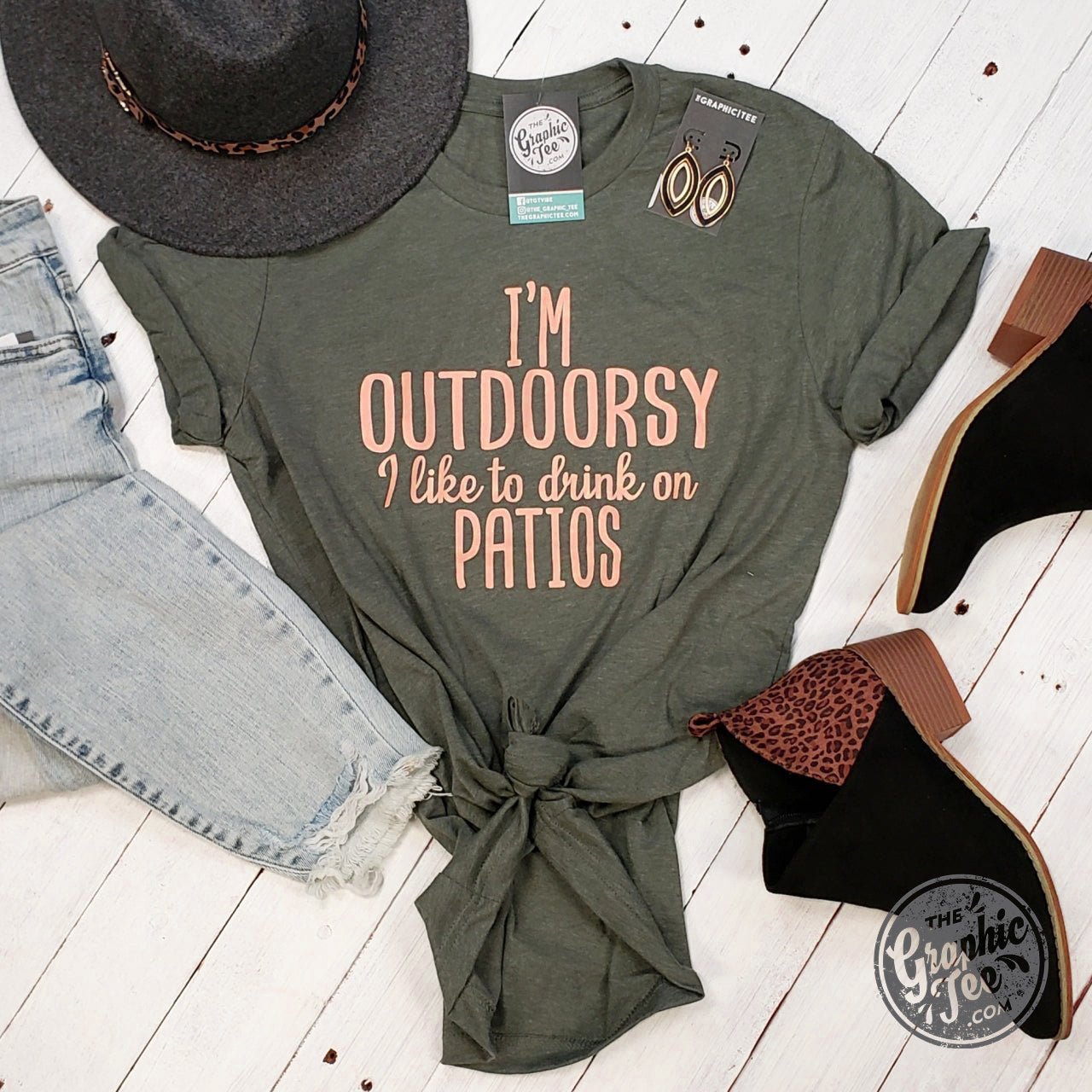 I'm Outdoorsy (I like to drink on patios) Unisex Tee - Aaria Tees Aaria Tees
