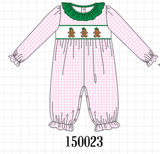 Pink Plaid Gingerbread Embroidery Ruffle Romper Aaria Tees
