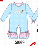 Blue Milk Santa Cookies Ruffle Romper Aaria Tees